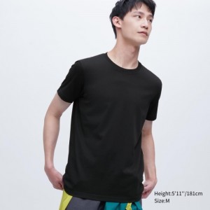 Koszulki Damskie Uniqlo Dry Color Crew Neck Short-Sleeve Czarne | 2737823