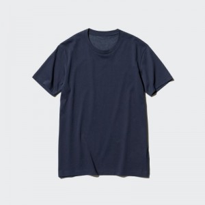 Koszulki Damskie Uniqlo Dry Color Crew Neck Short-Sleeve Granatowe | 6337557