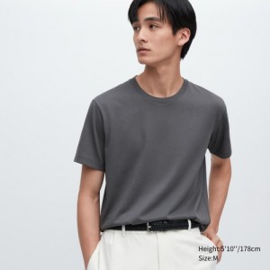 Koszulki Damskie Uniqlo Dry Color Crew Neck Short-Sleeve Szare | 5197115