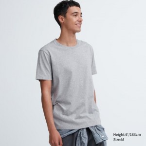 Koszulki Damskie Uniqlo Dry Color Crew Neck Short-Sleeve Szare | 2400001