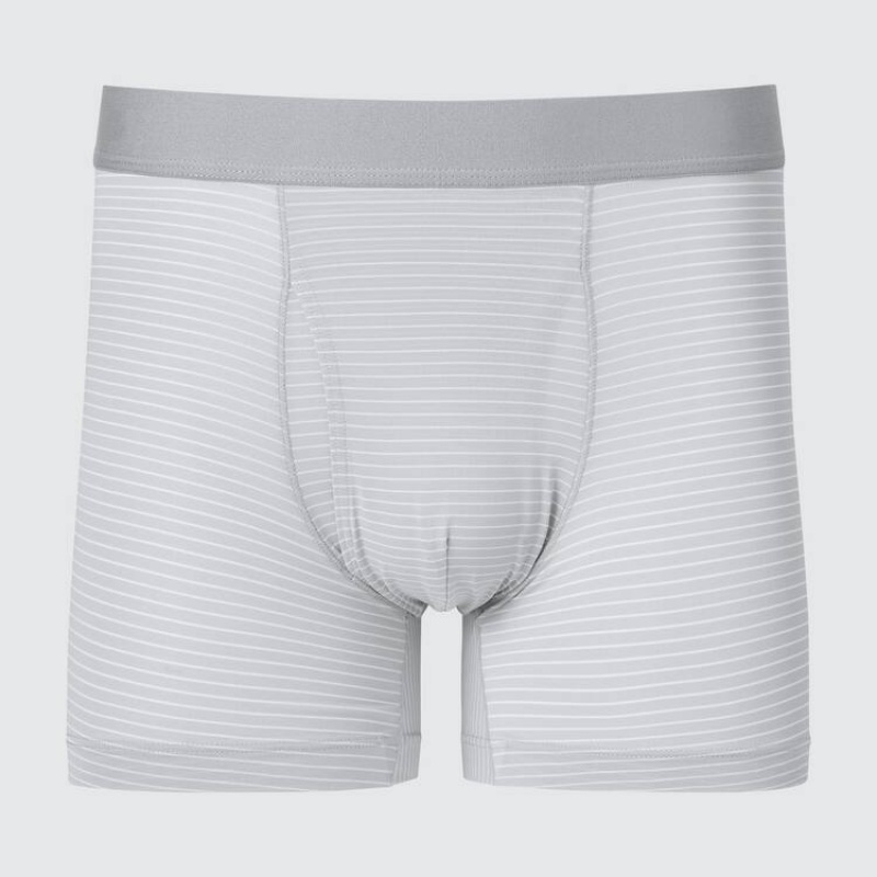 Bielizny Męskie Uniqlo Airism Striped Boxers Białe | 7787869