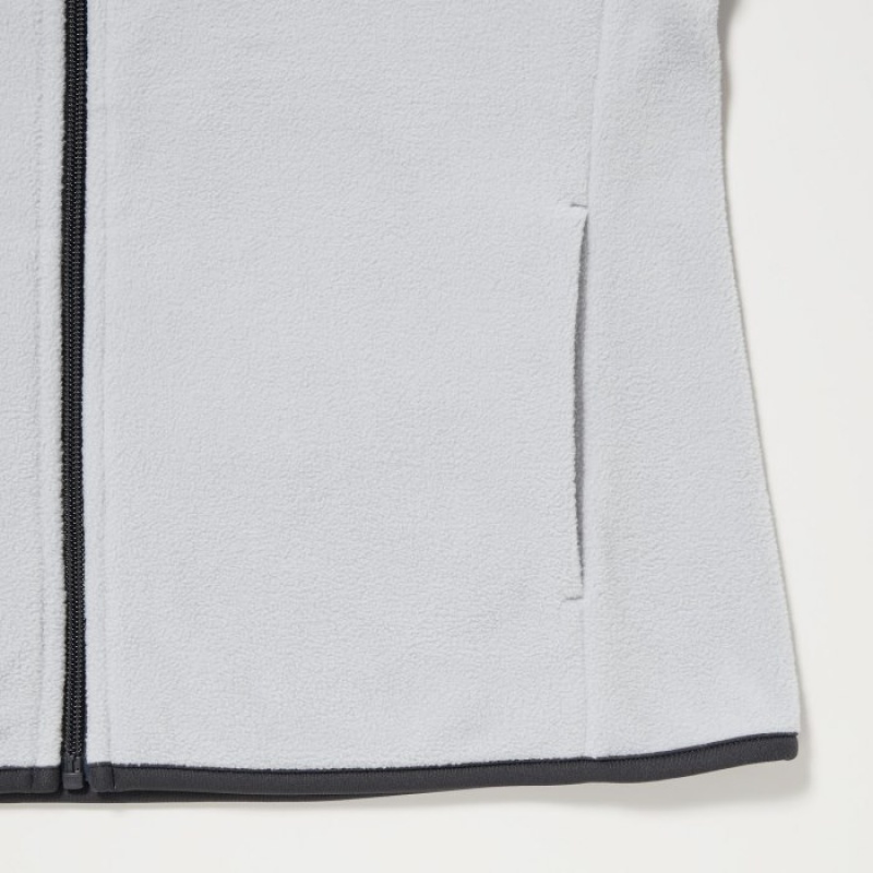 Bluza z Kapturem Damskie Uniqlo Light Fleece Full-Zip Szare | 4386975