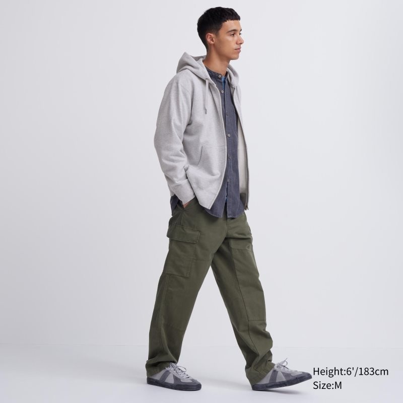 Bluza z Kapturem Męskie Uniqlo Sweat Long-sleeve Full-zip Szare | 5820383