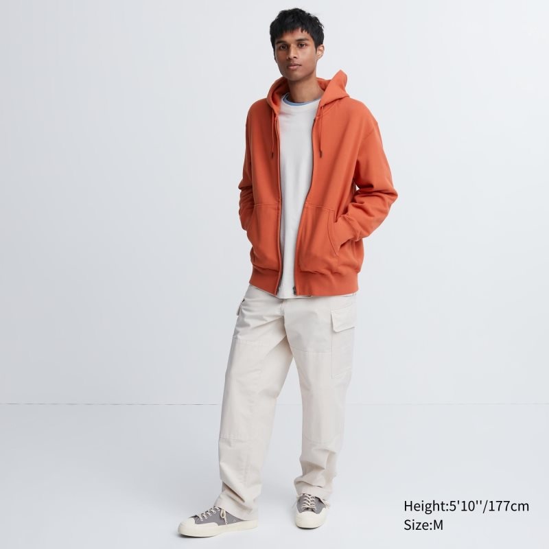 Bluza z Kapturem Męskie Uniqlo Sweat Long-sleeve Full-zip Szare | 5820383
