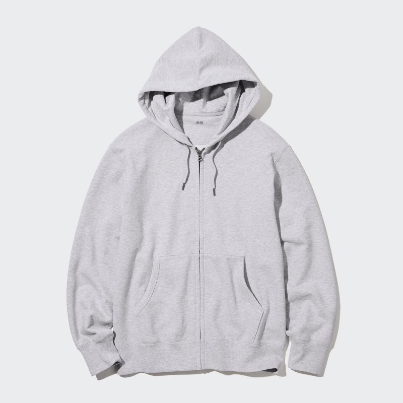 Bluza z Kapturem Męskie Uniqlo Sweat Long-sleeve Full-zip Szare | 5820383