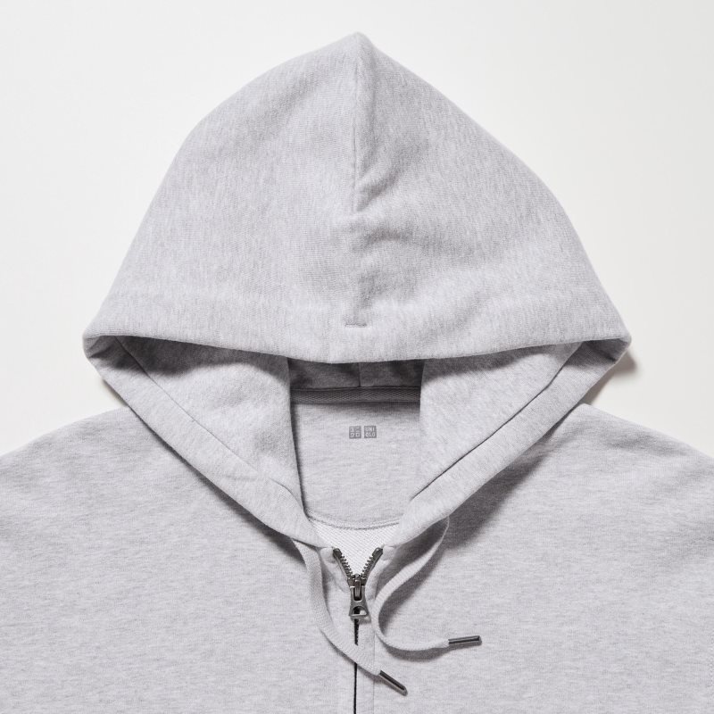 Bluza z Kapturem Męskie Uniqlo Sweat Long-sleeve Full-zip Szare | 5820383