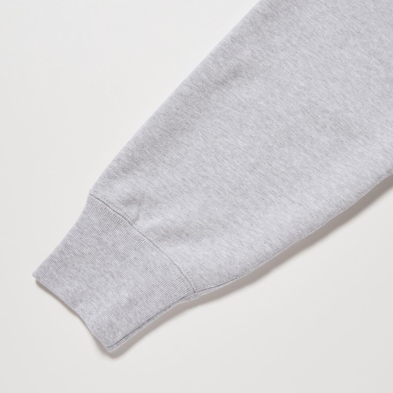 Bluza z Kapturem Męskie Uniqlo Sweat Long-sleeve Full-zip Szare | 5820383