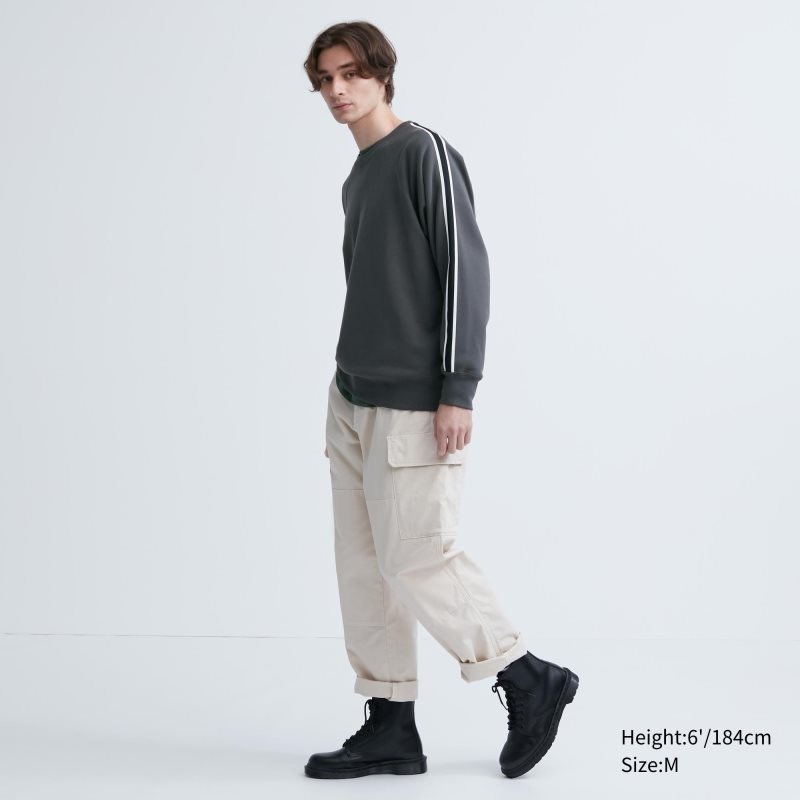 Bluzy Męskie Uniqlo Side-stripe Szare | 1266270