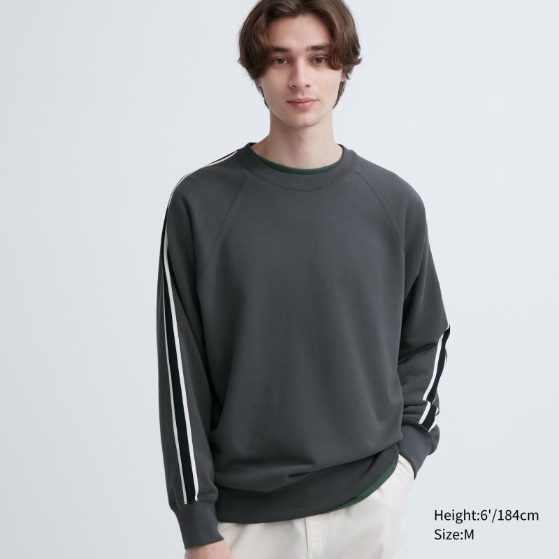 Bluzy Męskie Uniqlo Side-stripe Szare | 1266270