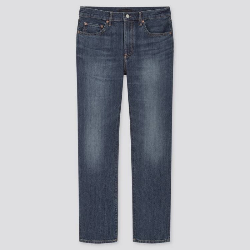 Jeansy Męskie Uniqlo Regular Fit Straight Leg Niebieskie | 5969742