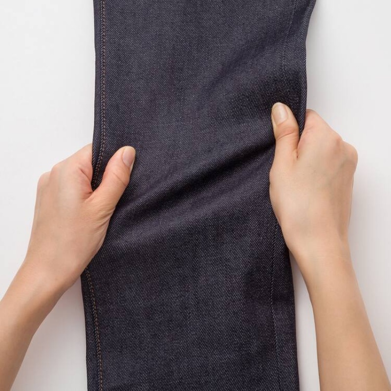 Jeansy Męskie Uniqlo Selvedge Stretch Slim Fit Granatowe | 2904946