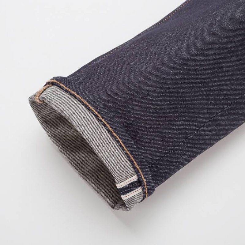 Jeansy Męskie Uniqlo Selvedge Stretch Slim Fit Granatowe | 2904946