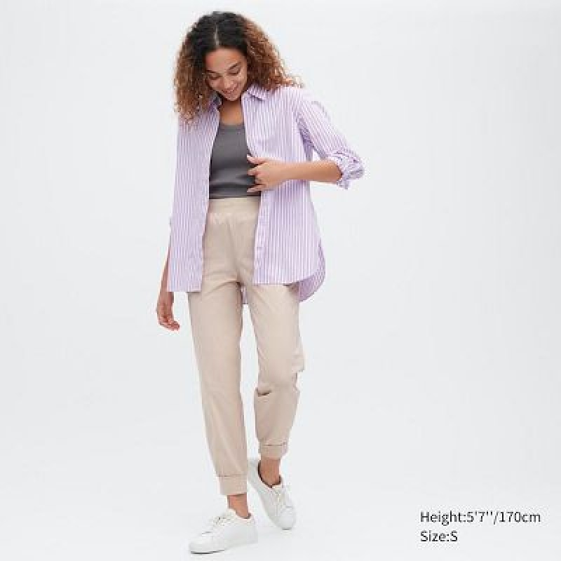 Joggery Damskie Uniqlo Ultra Stretch AIRism Białe | 9915956