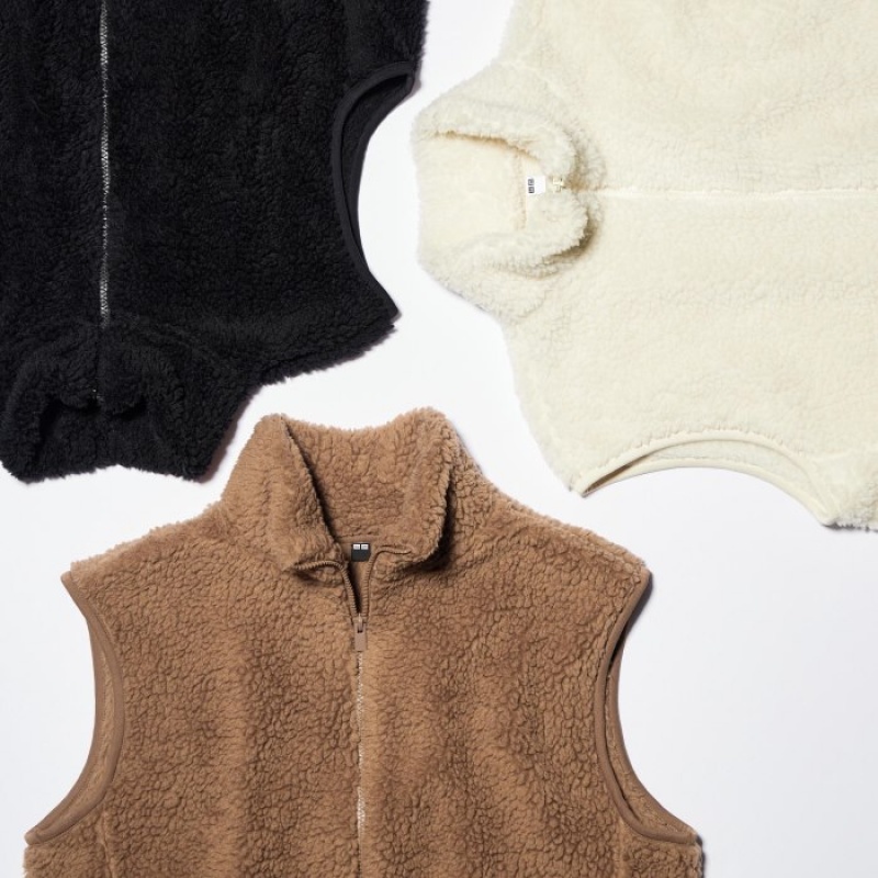 Kamizelka Damskie Uniqlo Light Pile-Lined Fleece Białe | 750356