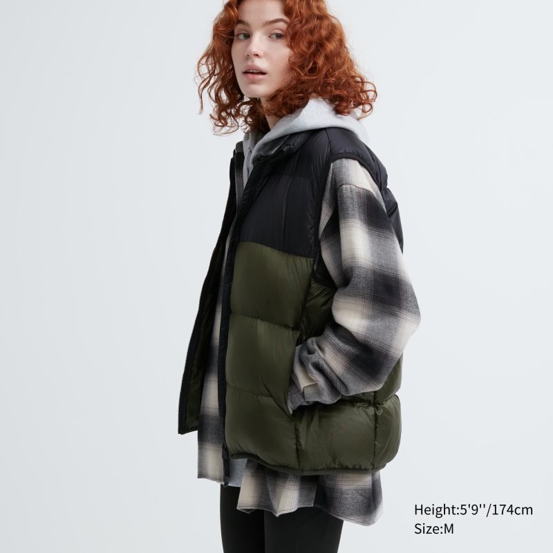 Kamizelka Męskie Uniqlo Ultra Light Down Color Block Brązowe | 8035259