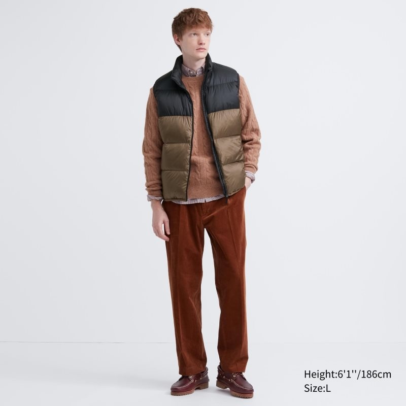 Kamizelka Męskie Uniqlo Ultra Light Down Color Block Brązowe | 8035259