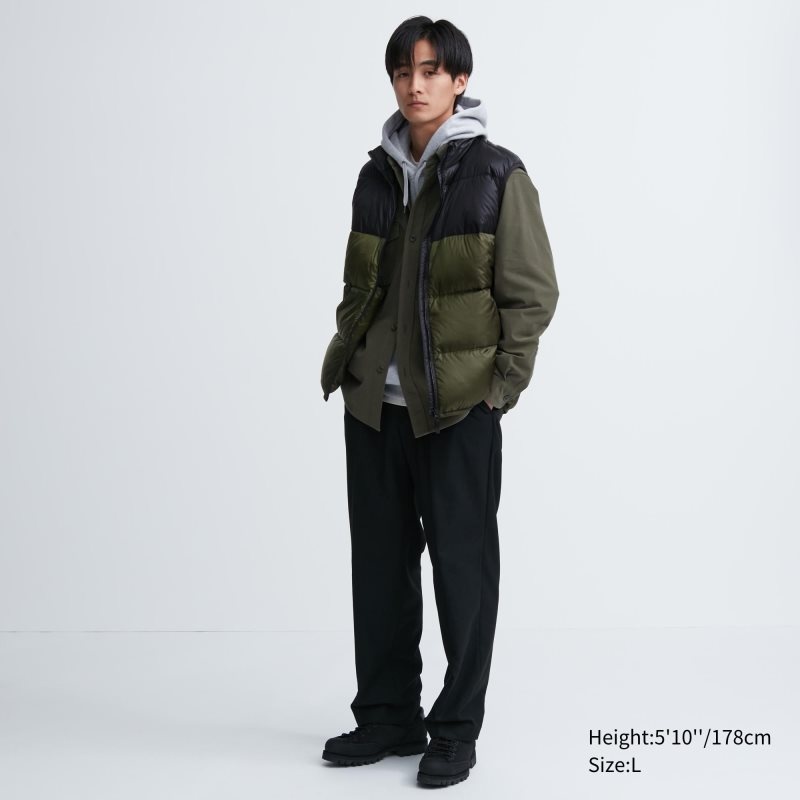 Kamizelka Męskie Uniqlo Ultra Light Down Color Block Brązowe | 8035259