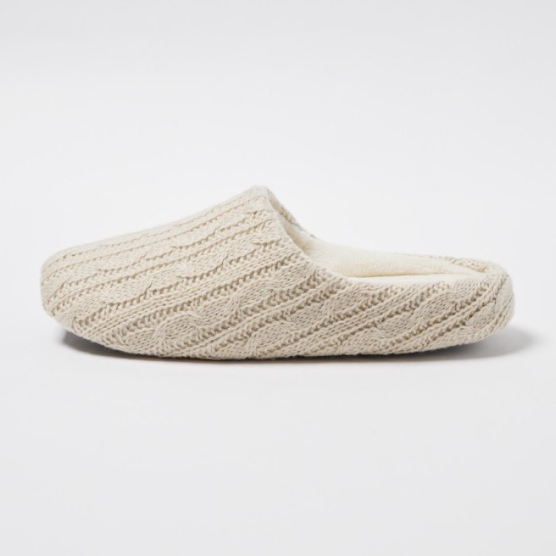 Kapcie Damskie Uniqlo Cable Knit Białe | 1740967