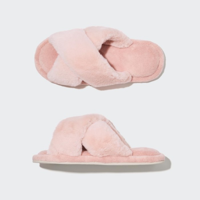 Kapcie Damskie Uniqlo Fleece Room Różowe | 1967219
