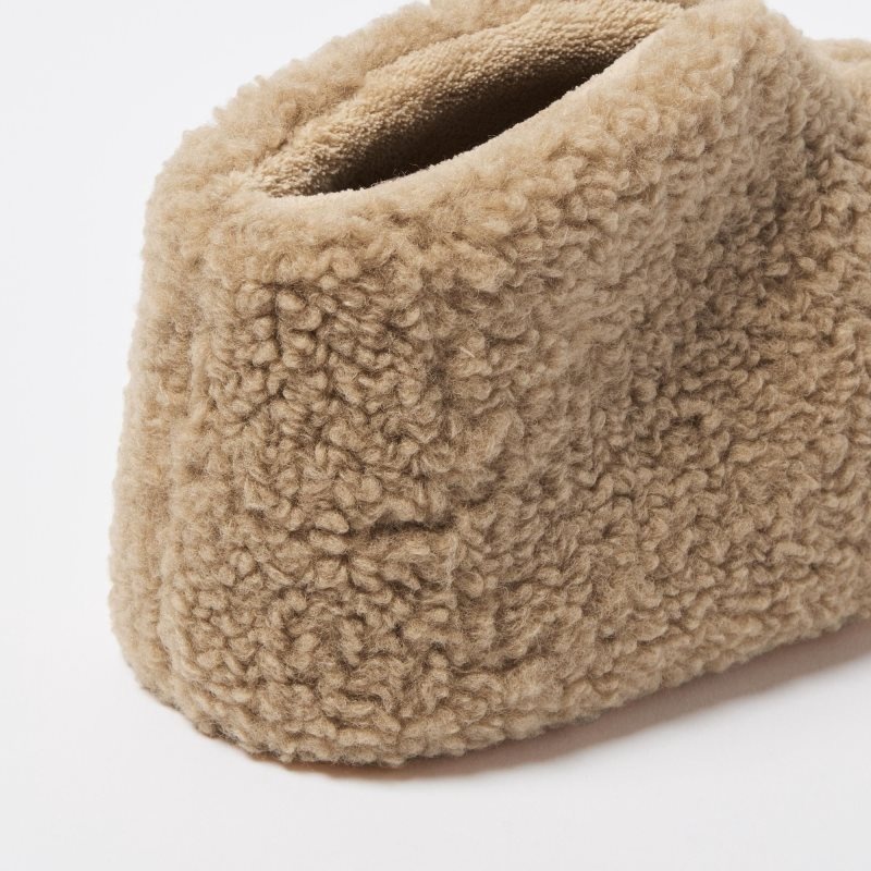 Kapcie Męskie Uniqlo Fleece Room Faux Shearling Fleece Beżowe | 2307176