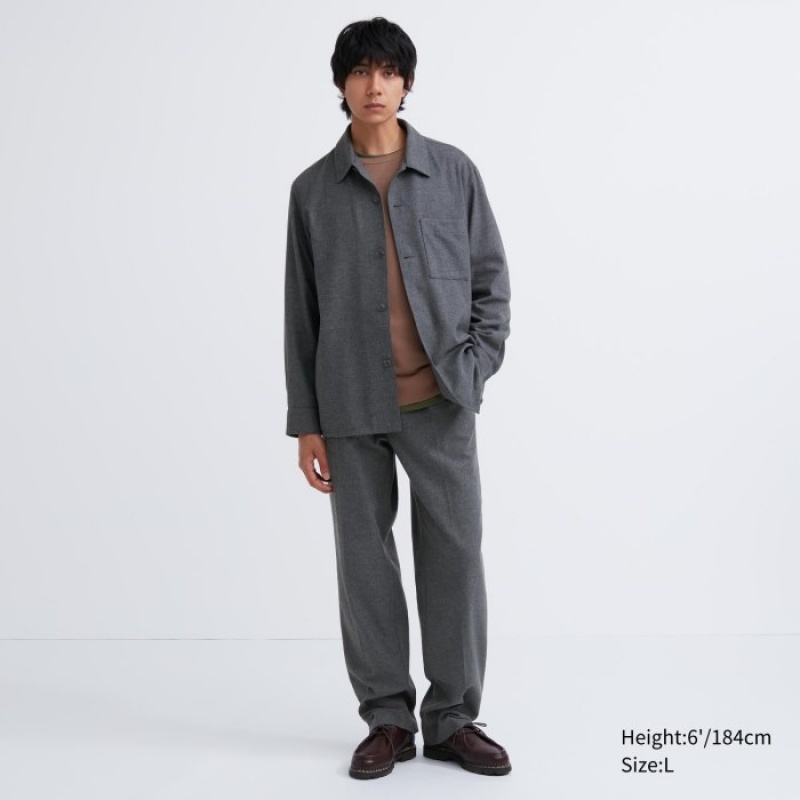 Koszule Damskie Uniqlo Brushed Twill Szare | 3333971