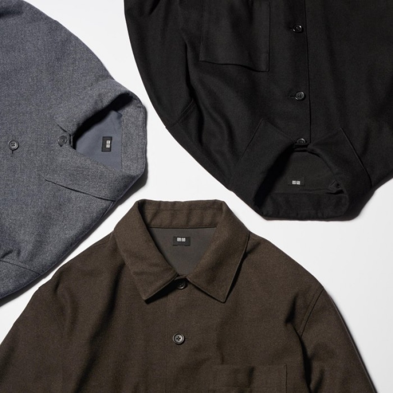 Koszule Damskie Uniqlo Brushed Twill Szare | 3333971