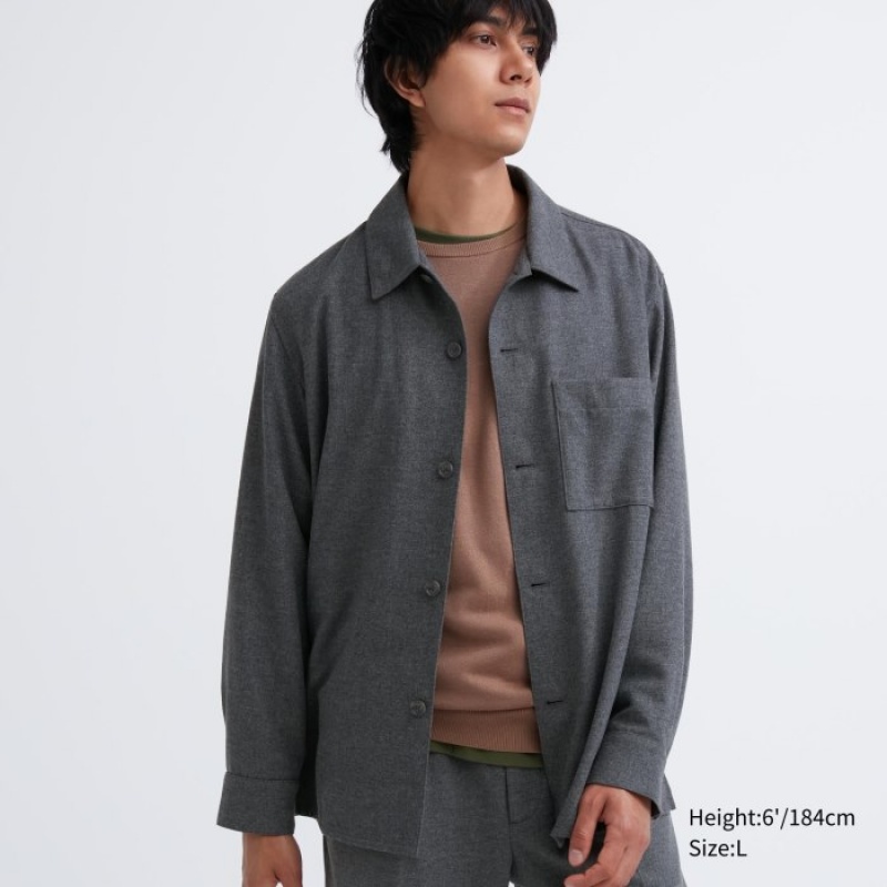 Koszule Damskie Uniqlo Brushed Twill Szare | 3333971
