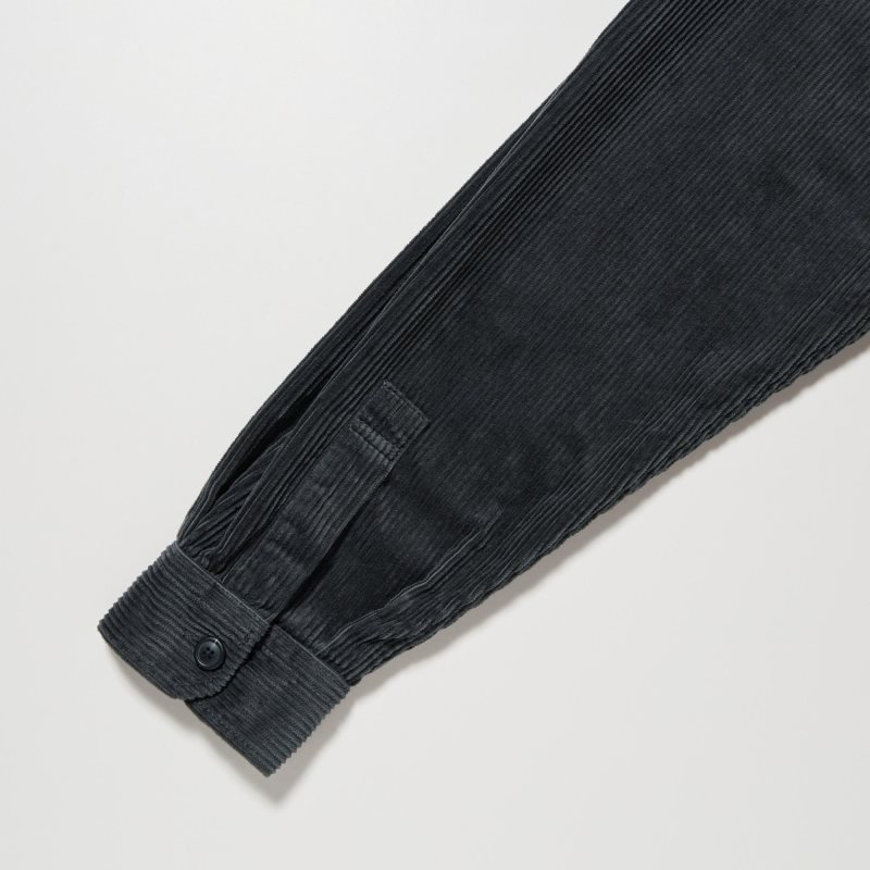 Koszule Męskie Uniqlo Corduroy Work Long-sleeve Oliwkowe | 8292382