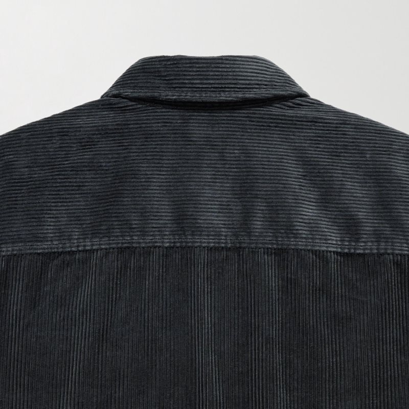 Koszule Męskie Uniqlo Corduroy Work Long-sleeve Oliwkowe | 8292382
