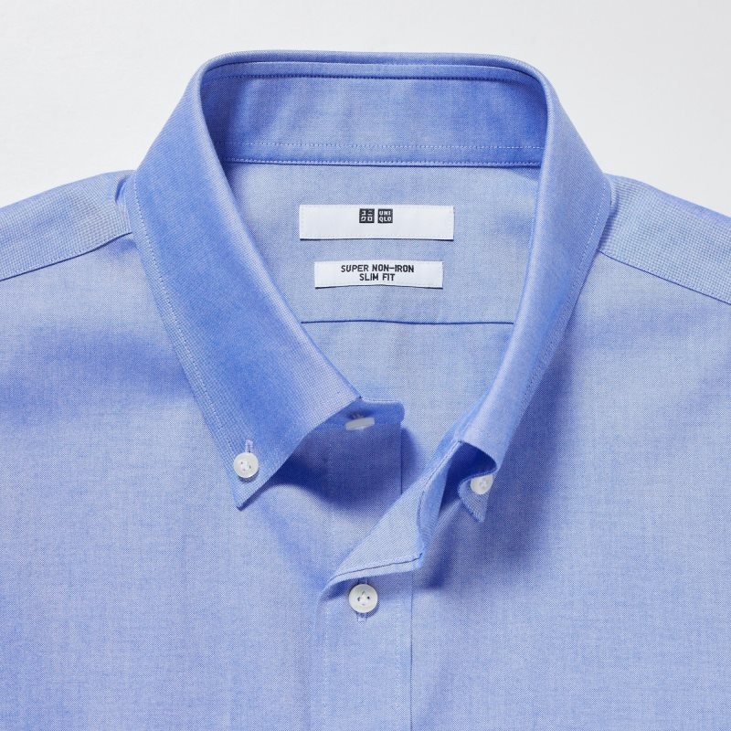 Koszule Męskie Uniqlo Super Non-iron Slim-fit Long-sleeve Button Down Collar Niebieskie | 7611325