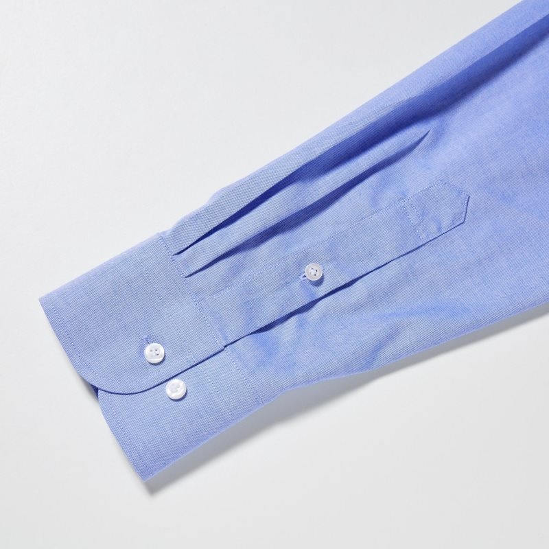 Koszule Męskie Uniqlo Super Non-iron Slim-fit Long-sleeve Button Down Collar Niebieskie | 7611325