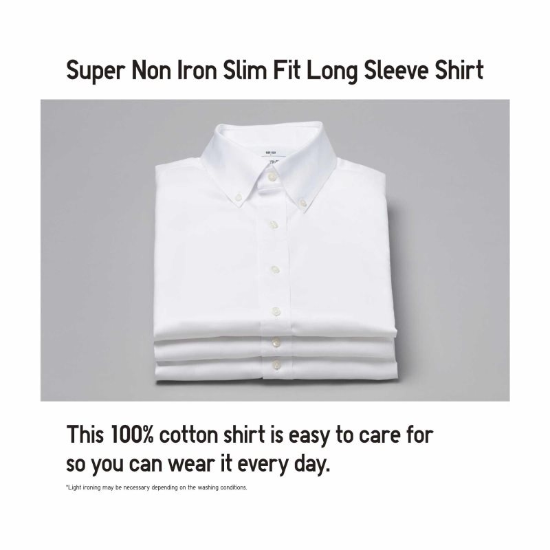 Koszule Męskie Uniqlo Super Non-iron Slim-fit Long-sleeve Button Down Collar Niebieskie | 7611325