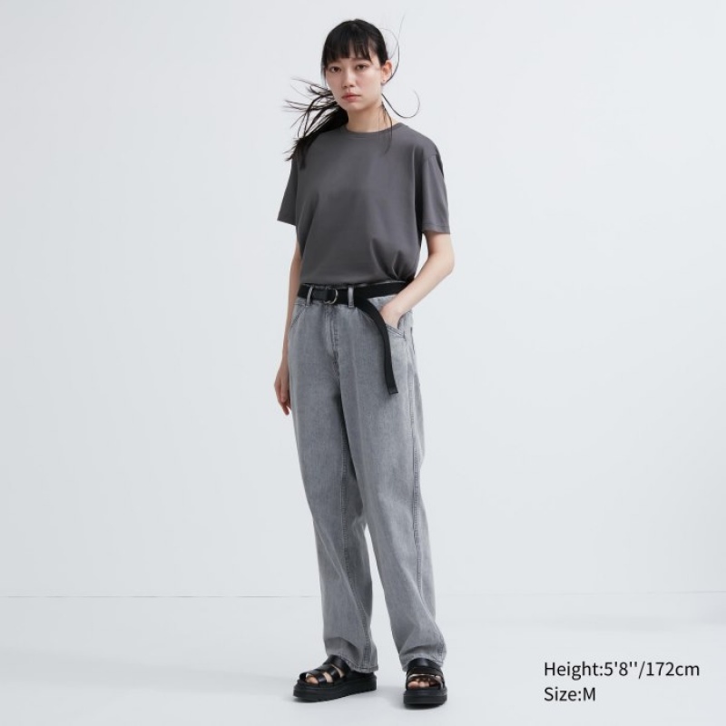 Koszulki Damskie Uniqlo Dry Color Crew Neck Short-Sleeve Fioletowe | 3635931