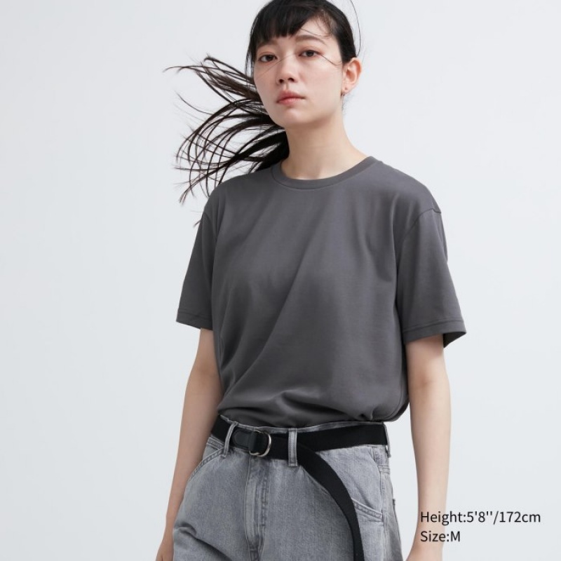 Koszulki Damskie Uniqlo Dry Color Crew Neck Short-Sleeve Fioletowe | 3635931