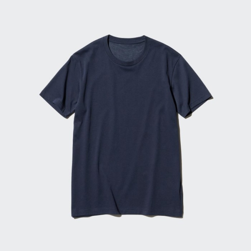 Koszulki Damskie Uniqlo Dry Color Crew Neck Short-Sleeve Granatowe | 6337557