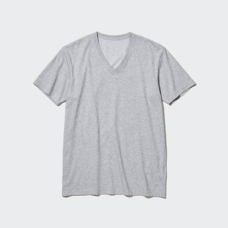 Koszulki Damskie Uniqlo Dry Color V-Neck Short-Sleeve Czerwone | 6262217