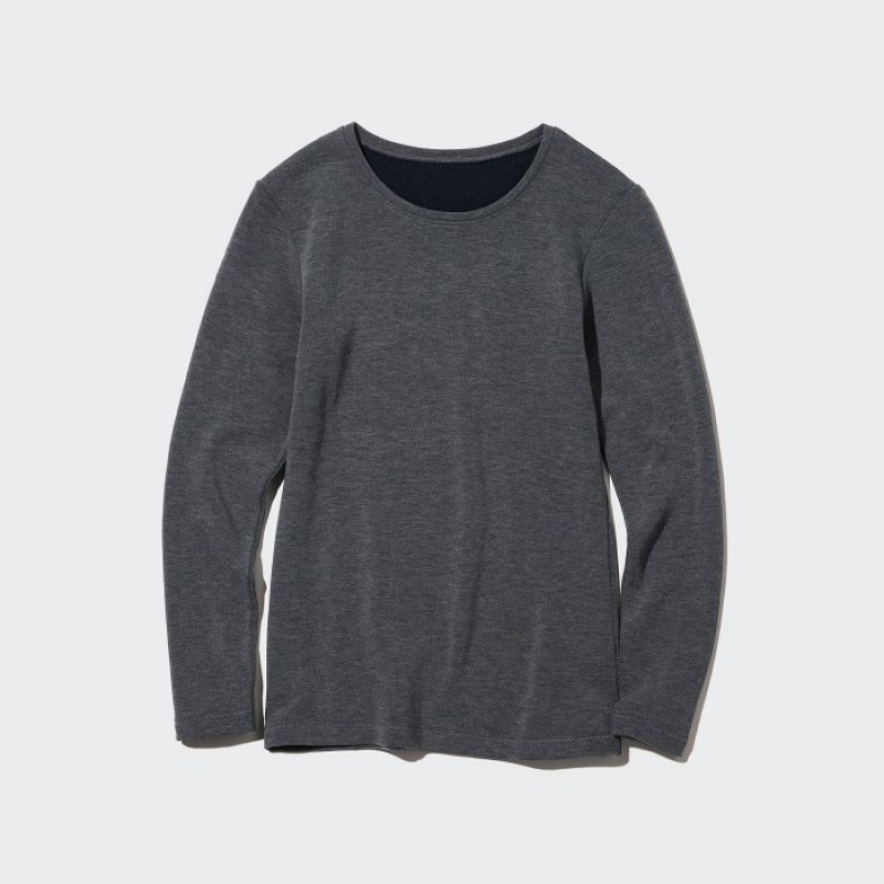 Koszulki Damskie Uniqlo HEATTECH Ultra Warm Crew Neck Long-Sleeve Szare | 592095