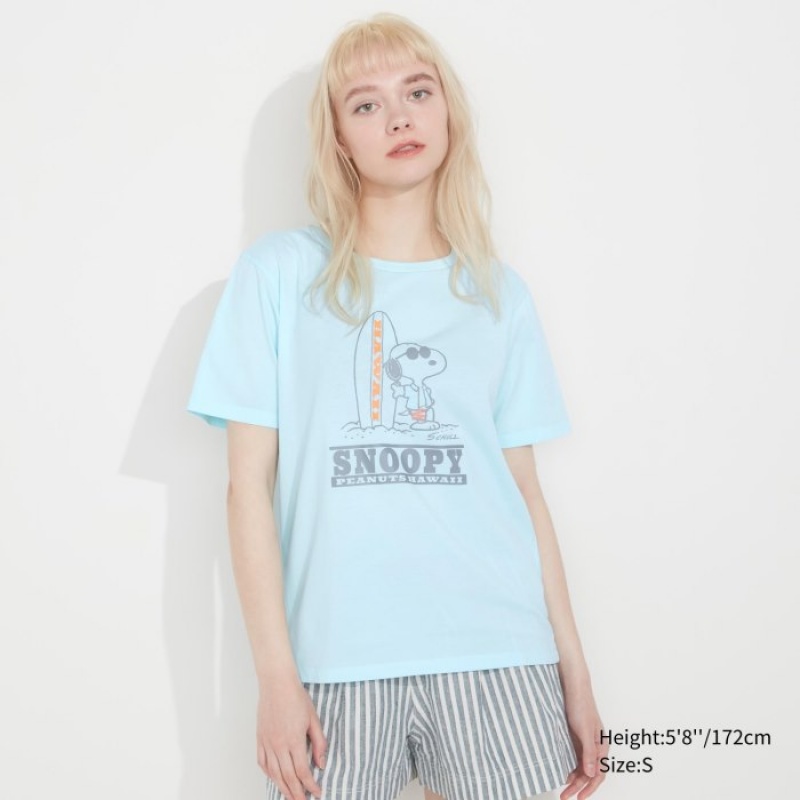 Koszulki Damskie Uniqlo Peanuts Hawaii UT Short-Sleeve Zielone | 1078345