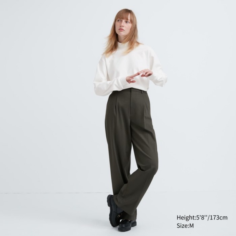Koszulki Damskie Uniqlo Smooth Fleece Mock Neck Long-Sleeve Fioletowe | 1801916