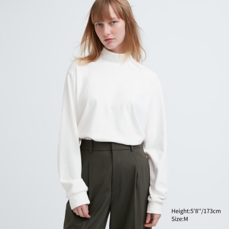Koszulki Damskie Uniqlo Smooth Fleece Mock Neck Long-Sleeve Fioletowe | 1801916