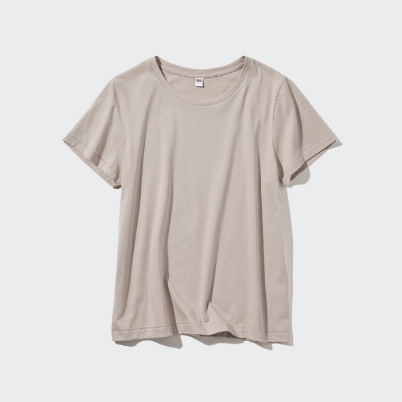 Koszulki Damskie Uniqlo Supima Cotton Crew Neck Short Sleeve Białe | 5058578