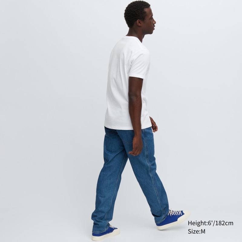 Koszulki Męskie Uniqlo Dry Color V-Neck Short-Sleeve Białe | 1524103