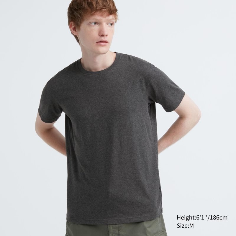 Koszulki Męskie Uniqlo Dry Crew Neck Short-sleeve Color Szare | 848579