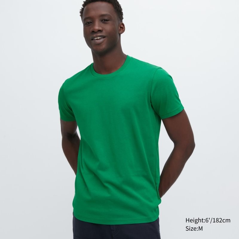 Koszulki Męskie Uniqlo Dry Crew Neck Short-sleeve Color Zielone | 26972