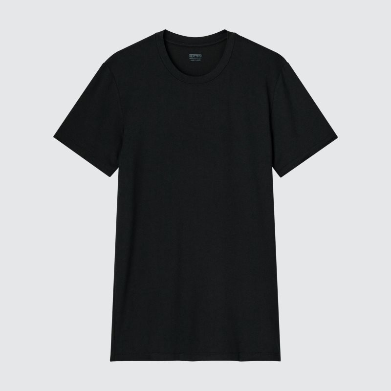 Koszulki Męskie Uniqlo Heattech Crew Neck Short Sleeve Czarne | 3024959