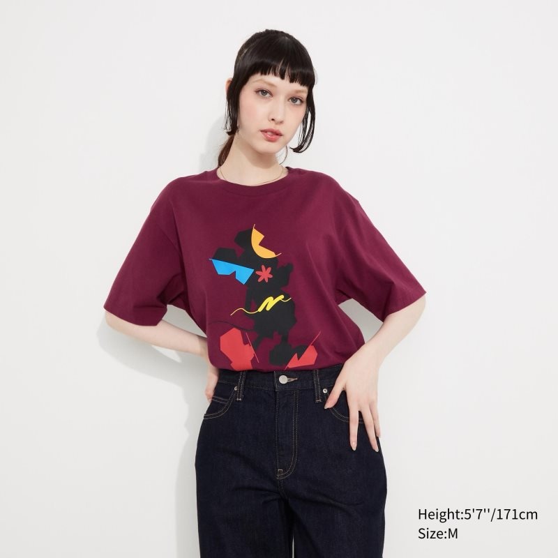 Koszulki Męskie Uniqlo Mickey Stands Ut Short-sleeve Graphic Bordowe | 3679888