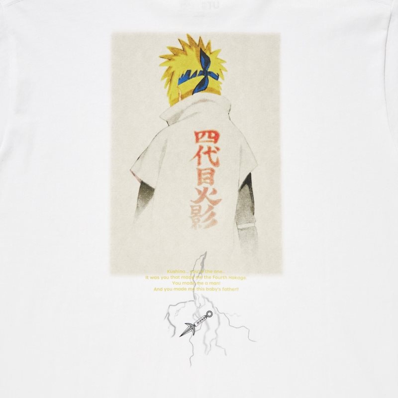 Koszulki Męskie Uniqlo Naruto Ut Short-sleeve Graphic Minato Namikaze Białe | 9464384