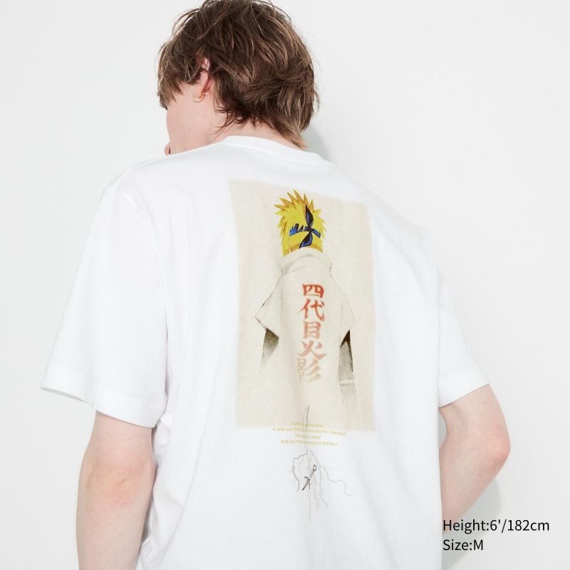 Koszulki Męskie Uniqlo Naruto Ut Short-sleeve Graphic Minato Namikaze Białe | 9464384