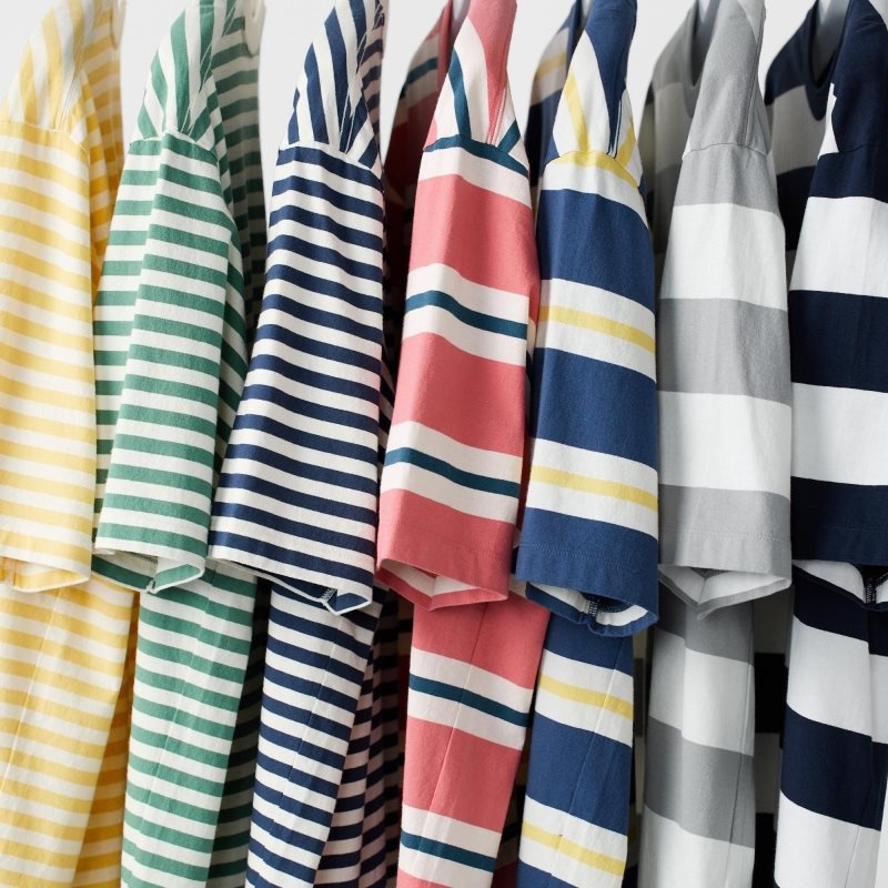 Koszulki Męskie Uniqlo Oversized Striped Half-sleeve Różowe | 7025133