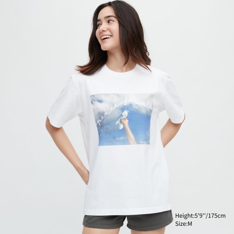 Koszulki Męskie Uniqlo Peace For All Magnum Photos Short-sleeve Graphic Białe | 7236922